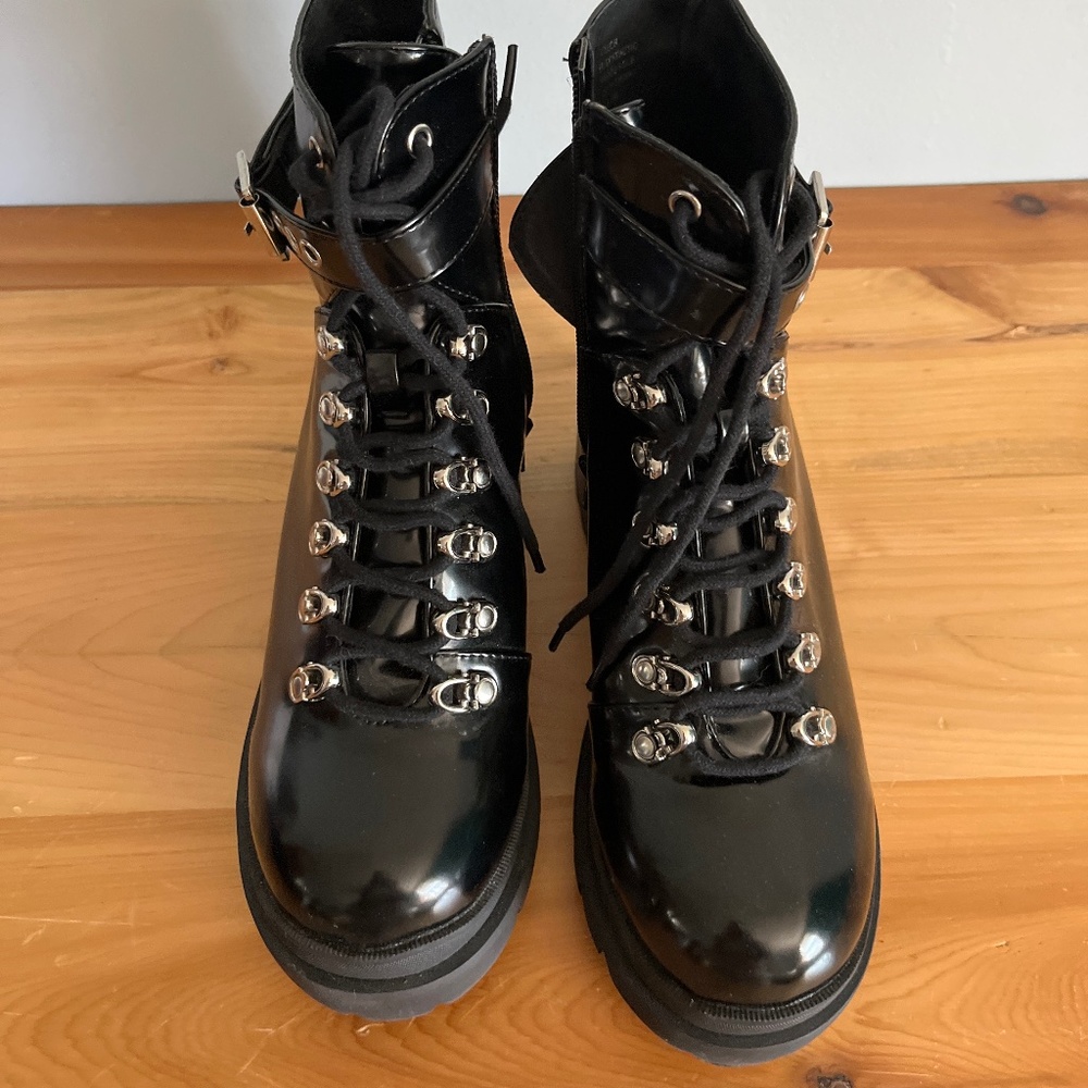 Black combat boots